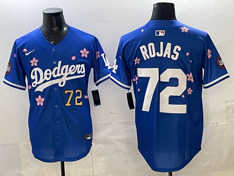 Men Los Angeles Dodgers #72 Rojas Blue Sakura Edition 2025 Nike MLB Jersey style 07->los angeles dodgers->MLB Jersey